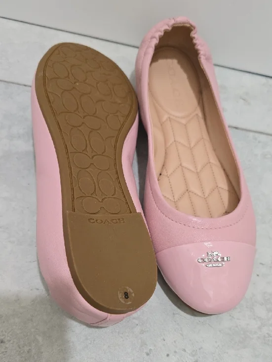 Coach Pink Cap-Toe Ballet Flats with Logo - Picture 2 of 3